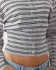 Cotton On Cotton On Sara button cardigan in gray and marine stripes-Brown - 3
