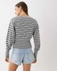 Cotton On Cotton On Sara button cardigan in gray and marine stripes-Brown - 4