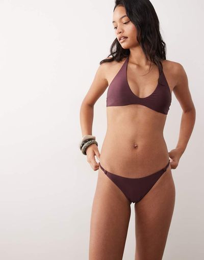 Cotton On Cotton On scoop neck bikini set in plum kiss shimmer-Purple