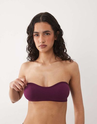 Cotton On Cotton On seamless sweetheart padded bandeau in blackcurrant-Purple