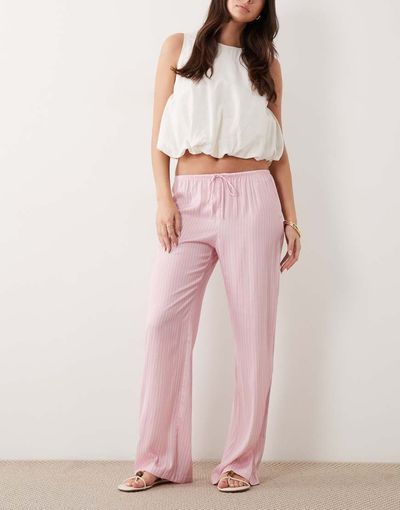 Cotton On Cotton On sleep washed satin wide leg pants in pink stripes