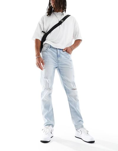 Cotton On Cotton On slim fit straight leg jean in washed blue
