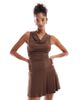 Cotton On Cotton On Sunday cowl neck mini dress in washed mocha-Brown - 1
