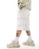 Cotton On Cotton On super baggy cargo shorts in stone-White - 2