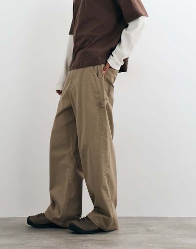 Cotton On Cotton On super baggy worker trouser in camel-NEUTRAL