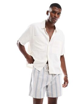 Cotton On Cotton On textured shorts with elastic waist in blue stripes