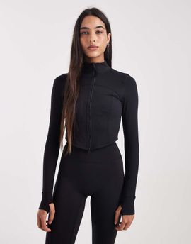 Cotton On Cotton On ultra soft contour zip up jacket in black