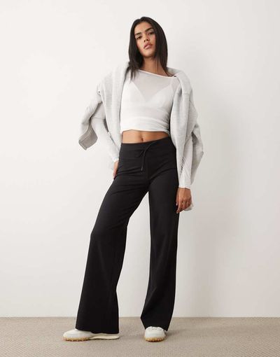 Cotton On Cotton On ultra soft tie front wide leg pants in black