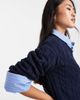 Cotton On Cotton On v neck cotton cropped cable knit pullover sweater in moonlit indigo-Navy - 3