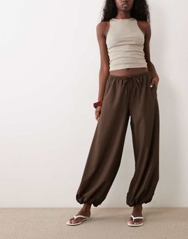 Cotton On Cotton On willow balloon suiting pants in brown pinstripe