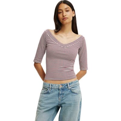 Cotton On Cotton On Women's Bella Off Shoulder V Neck 3/4 Tee