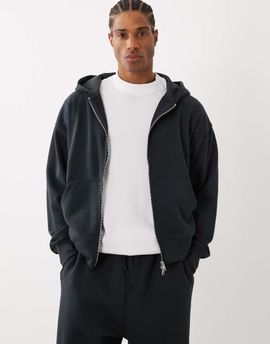 Cotton On Cotton On zip up hoodie in washed black