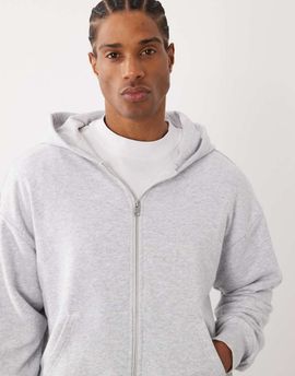 Cotton On Cotton On zip up hoodie in washed gray heather
