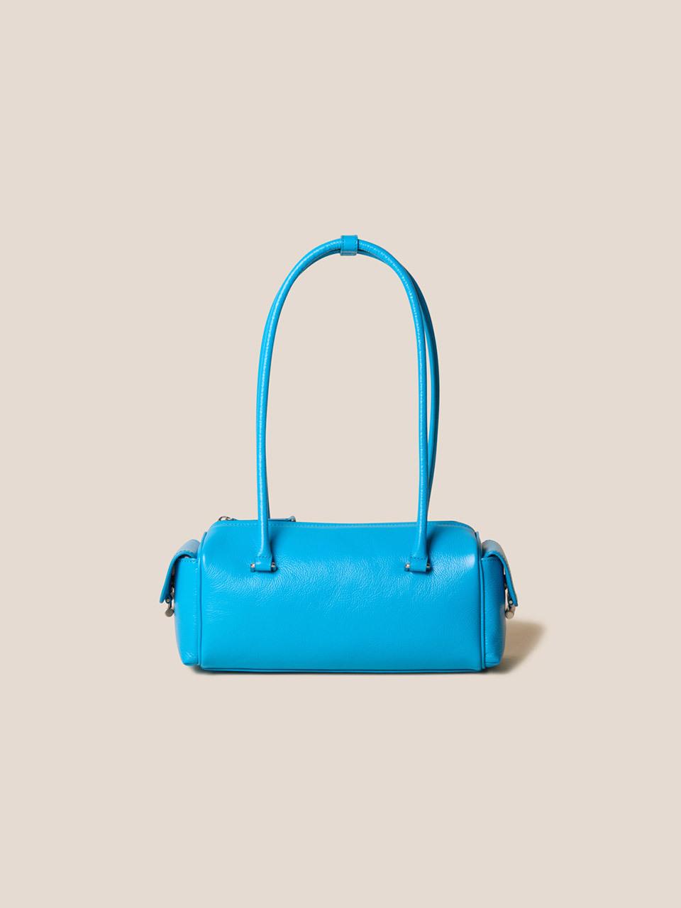 COURONNE Crinkle-Embossed Cowhide Leather Shoulder Bag [Blue] (RCBSX25154BUX)