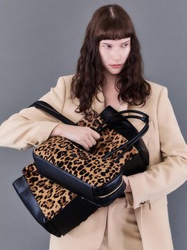 COURONNE Ines Tote 42 Leopard (Black & Dark Brown)_RCBTX246
