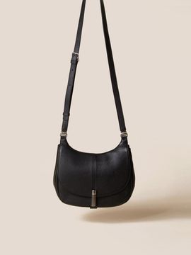 COURONNE Round Flap Leather Cross Bag [Black] (RCBRX25147BKX)