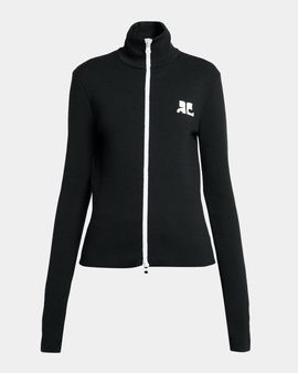 Courreges Bicolor Jersey Zip-Up Track Jacket