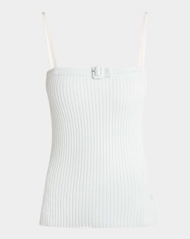 Courreges Buckle-Neck Ribbed Tank Top