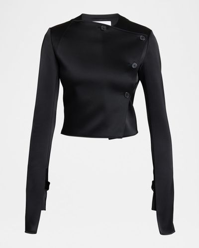 Courreges Buttoned Satin Crop Jacket