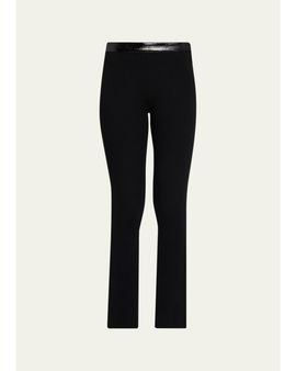 Courreges Contrast Vinyl & Knit Straight-Leg Pants