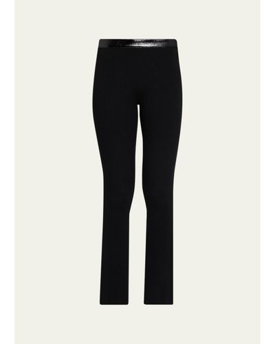 Courreges Contrast Vinyl & Knit Straight-Leg Pants