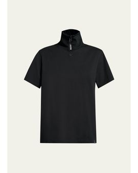 Courreges Cotton Ribbed Stand-Collar T-Shirt