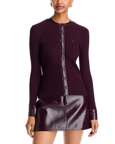 Courreges Courreges Contrasted Vinyl Rib Knit Cardigan