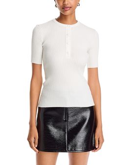 Courreges Courreges Contrasted Vinyl Rib Knit Short Sleeve Top