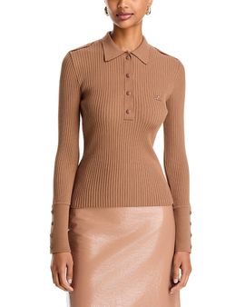 Courreges Courreges Rib Knit Long Sleeve Polo Sweater