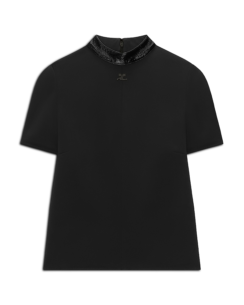 Courreges Courreges Vinyl Collar Heritage Short Sleeve Top