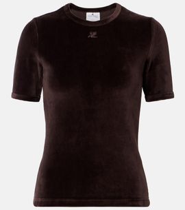 Courreges CourrÃ¨ges Cotton-blend velvet T-shirt