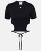 Courreges CourrÃ¨ges Logo cutout tie-back cotton crop top - 1