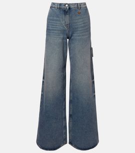 Courreges CourrÃ¨ges Logo wide-leg jeans