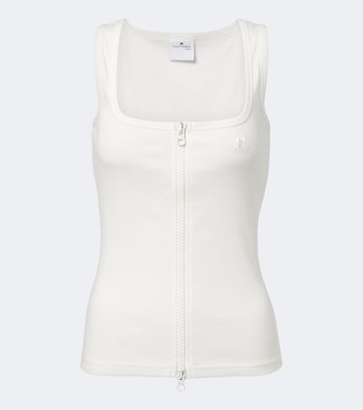Courreges Courrèges Ribbed-knit cotton zip-up tank top