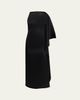 Courreges High-Neck Draped Satin Midi Dress - 1
