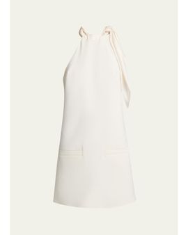 Courreges Knotted Halter Stretch Wool Crepe Mini Dress