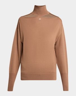 Courreges Logo Cut-Out Merino Wool Sweater