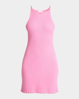 Courreges Rib Knit A-Line Mini Halter Dress