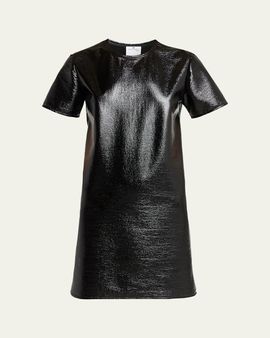 Courreges Shiny Vinyl Short-Sleeve Mini Dress