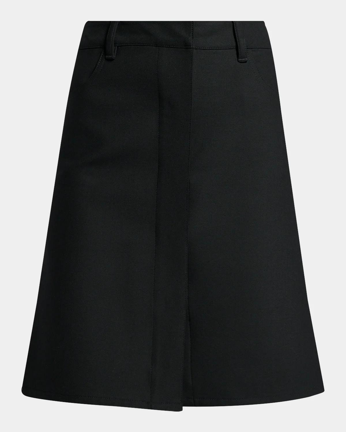 Courreges Stretch-Wool Knee-Length Skirt