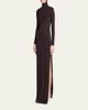 Courreges Turtleneck Twisted Jersey Long-Sleeve Gown - 4