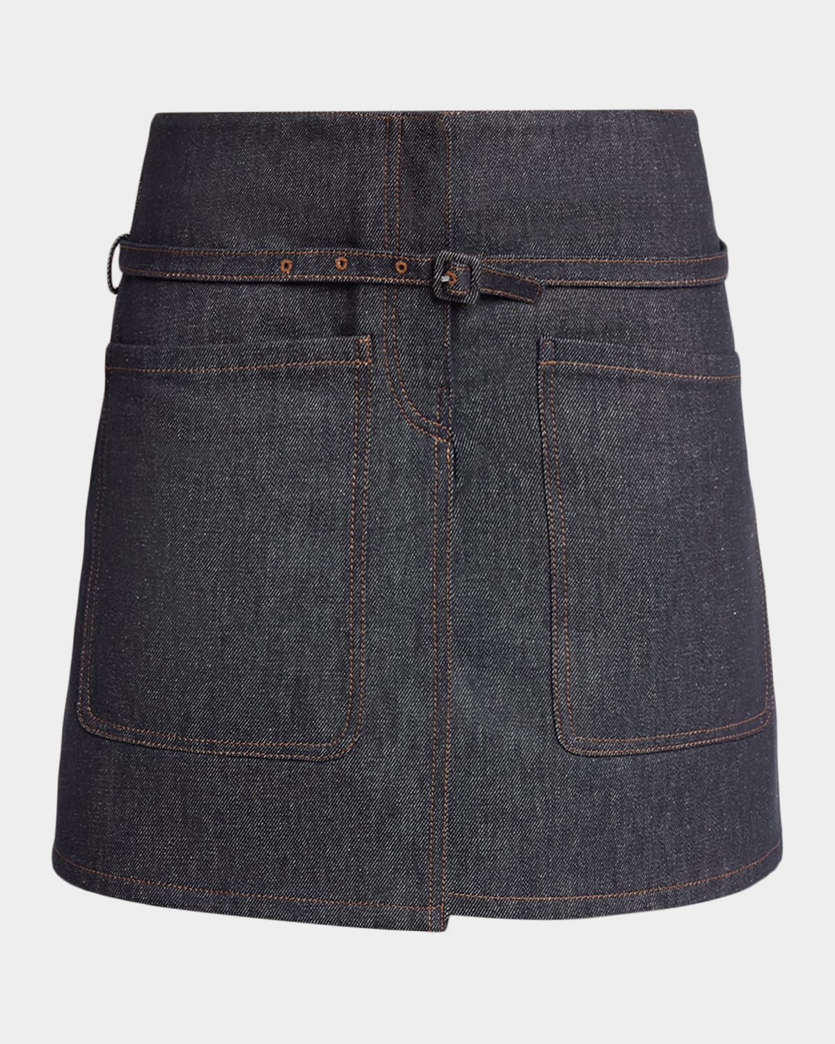 Courreges Two Pockets Denim Mini Skirt With Belt