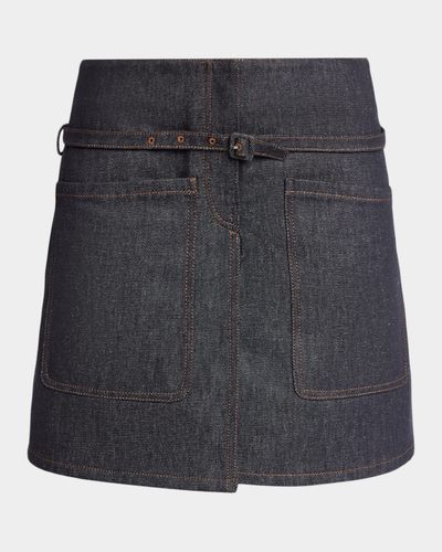 Courreges Two Pockets Denim Mini Skirt With Belt