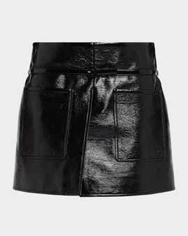 Courreges Two Pockets Vinyl Mini Skirt With Belt