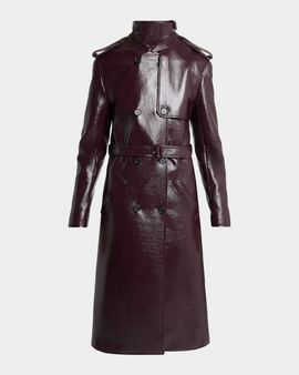 Courreges Vinyl Double-Breasted Belted Long Trench Coat