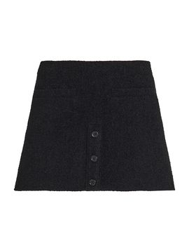 Courreges Women's Buttoned Tweed Logo A-Line Miniskirt