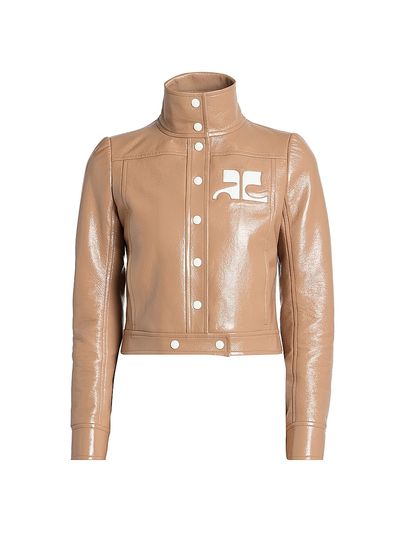 Courreges Women's Reedition Logo Vinyl Crop Jacket