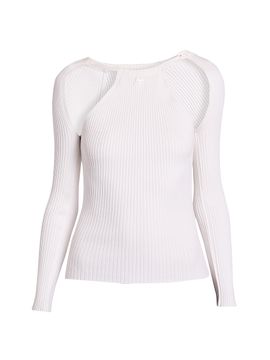 Courreges Women's Rib-Knit Cut-Out Sweater
