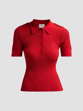 Courreges Women's Rib-Knit Polo Sweater