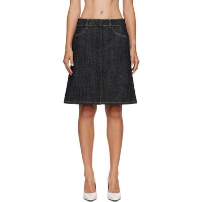 Courrèges Courrèges Black Denim Tweed Snap Pencil Midi Skirt
